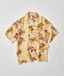 【NIPOALOHA/二ポアロハ】SILK SHORT SLEEVE ALOHA SHIRT〈 TIGER CAMELLIA / YELLOW 〉