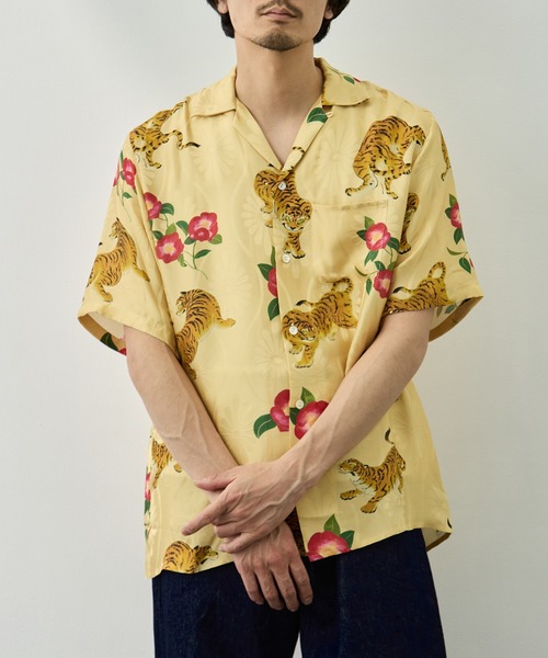 NIPOALOHA（ニポアロハ）の「【NIPOALOHA/二ポアロハ】SILK SHORT SLEEVE ALOHA SHIRT〈 TIGER CAMELLIA / YELLOW 〉（シャツ/ブラウス・メンズ・イエロー・M/S）」の8枚目の写真