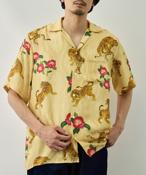 NIPOALOHA（ニポアロハ）の「【NIPOALOHA/二ポアロハ】SILK SHORT SLEEVE ALOHA SHIRT〈 TIGER CAMELLIA / YELLOW 〉（シャツ/ブラウス・メンズ・イエロー・M/S）」の7枚目の写真