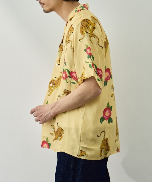 NIPOALOHA（ニポアロハ）の「【NIPOALOHA/二ポアロハ】SILK SHORT SLEEVE ALOHA SHIRT〈 TIGER CAMELLIA / YELLOW 〉（シャツ/ブラウス・メンズ・イエロー・M/S）」の6枚目の写真