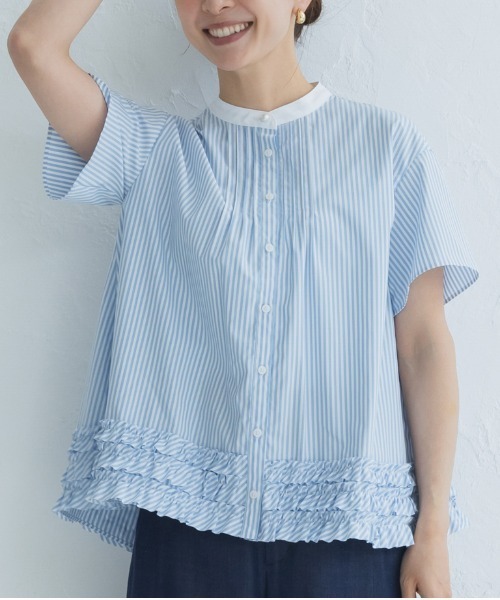 Sono(ソーノ)の「【SONO/ソーノ】ブロッサムフリルヘムブラウス(シャツ/ブラウス・レディース・ライトブルー/ネイビー/ホワイト・F)」の2枚目の写真