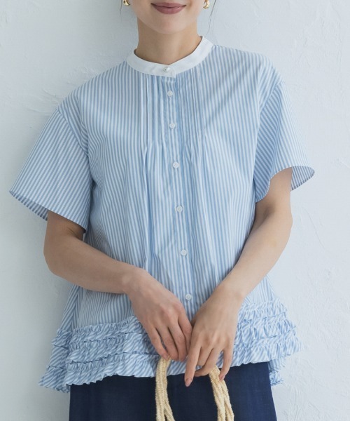 Sono(ソーノ)の「【SONO/ソーノ】ブロッサムフリルヘムブラウス(シャツ/ブラウス・レディース・ライトブルー/ネイビー/ホワイト・F)」の10枚目の写真