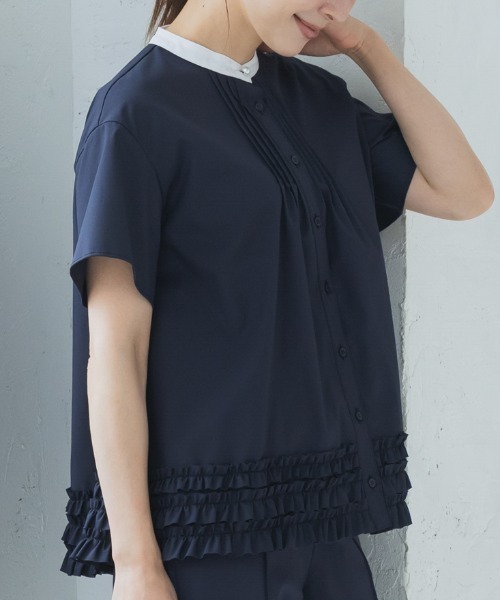 Sono(ソーノ)の「【SONO/ソーノ】ブロッサムフリルヘムブラウス(シャツ/ブラウス・レディース・ライトブルー/ネイビー/ホワイト・F)」の4枚目の写真