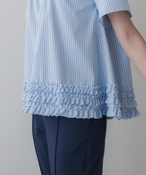 Sono(ソーノ)の「【SONO/ソーノ】ブロッサムフリルヘムブラウス(シャツ/ブラウス・レディース・ライトブルー/ネイビー/ホワイト・F)」の12枚目の写真