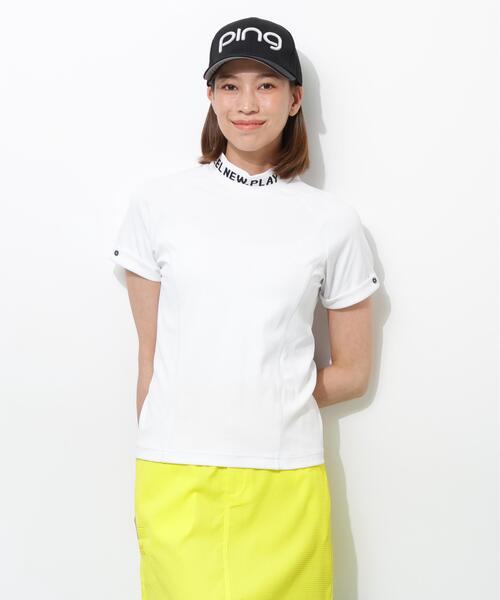PING(ピン)の「【PING APPAREL】スーパーシェルター06半袖ハイネックシャツ <GOLD> (LADIES)(Tシャツ/カットソー・レディース・ベージュ/ホワイト/ブラック・S/M/LL/L)」の1枚目の写真