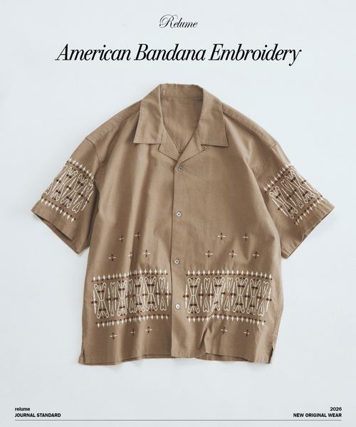 JOURNAL STANDARD relume(ジャーナルスタンダード レリューム)の「アメリカン バンダナ 刺繍 オープンカラー 半袖シャツ(シャツ/ブラウス・メンズ・ホワイト系その他/ブラック系その他/ベージュ系その他・MEDIUM/LARGE)」の3枚目の写真