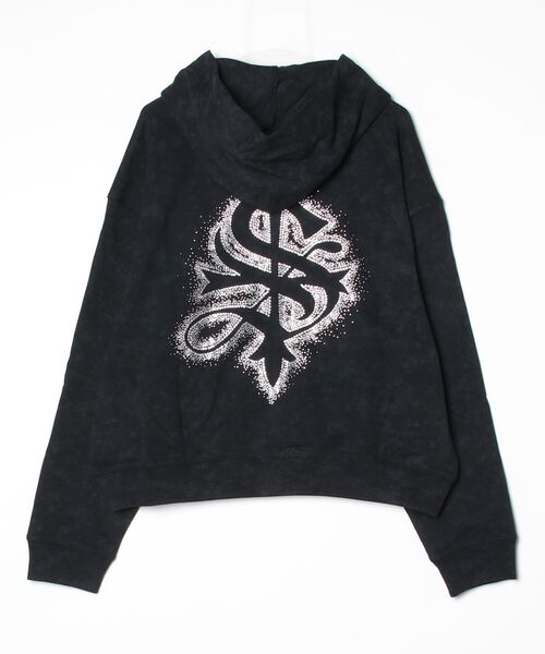 SUPPLIER(サプライヤー)の「A'GEM/9 × .kom 『SUPPLIER/サプライヤー』 Spray Cross Rhinestone Zip Hoodie/スプレークロスラインストーンジップパーカー(パーカー・メンズ・ブラック/ピンク・XL)」の3枚目の写真