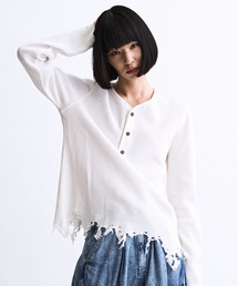 PHILTHEORY（フィルセオリー）の「Distressed waffle henry neck T-shirts / ディストレストワッフルヘンリーネックTシャツ（ニット/セーター）」