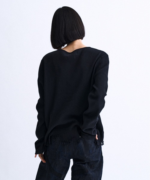 PHILTHEORY(フィルセオリー)の「Distressed waffle henry neck T-shirts / ディストレストワッフルヘンリーネックTシャツ(ニット/セーター・メンズ・ホワイト/ブラック・1/3/2)」の11枚目の写真