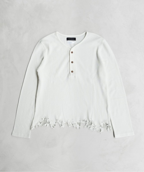 PHILTHEORY(フィルセオリー)の「Distressed waffle henry neck T-shirts / ディストレストワッフルヘンリーネックTシャツ(ニット/セーター・メンズ・ホワイト/ブラック・1/3/2)」の12枚目の写真