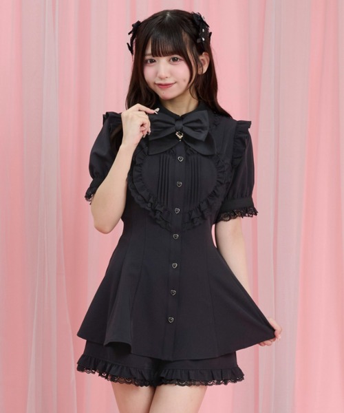 Secret Honey(シークレットハニー)の「ハートパッチワークセットアップ(セットアップ・レディース・ピンク/ブラック・MEDIUM)」の2枚目の写真