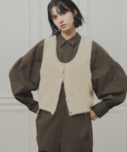 WHYTO.(ホワイト)の「「WHYTO. / ホワイト」check pattern volume blouse(シャツ/ブラウス・レディース・ブルー/チェック・36/38)」の4枚目の写真