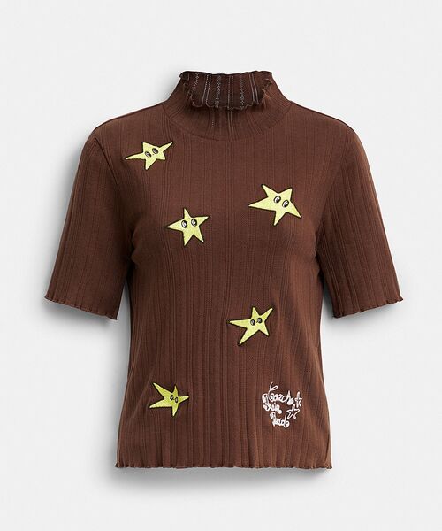 COACH(コーチ)の「【COACH | BRAIN DEAD】グラフィック ポインテール モックネック トップ(Tシャツ/カットソー・レディース・ブラウン系その他・MEDIUM/LARGE/X-SMALL/SMALL)」の5枚目の写真