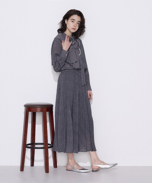 COMME CA（コムサ）の「〔 TALLサイズ 〕 ドットプリント プリーツスカート（スカート・レディース・トップグレー/ブラック・15号/13号）」の3枚目の写真