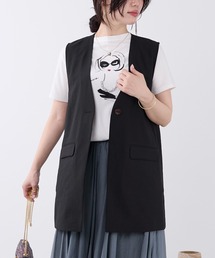 Vネックロングジレ