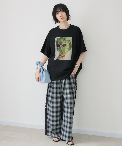 Paradise Picnic(パラダイスピクニック)の「サニーレタスモチーフTシャツ/イラストTシャツ(Tシャツ/カットソー・レディース・ホワイト/ブラック・FREE)」の3枚目の写真