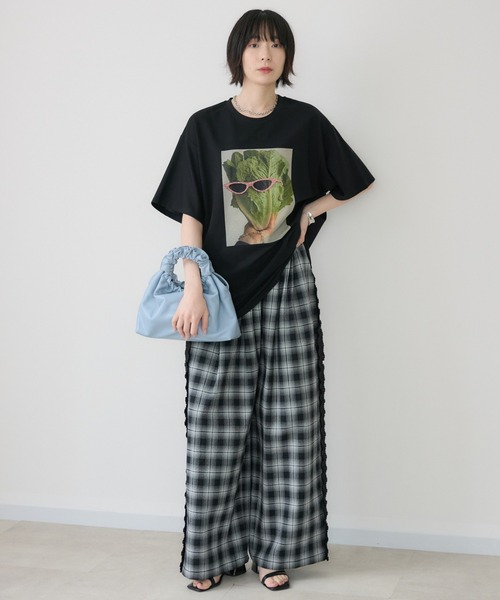 Paradise Picnic(パラダイスピクニック)の「サニーレタスモチーフTシャツ/イラストTシャツ(Tシャツ/カットソー・レディース・ホワイト/ブラック・FREE)」の4枚目の写真