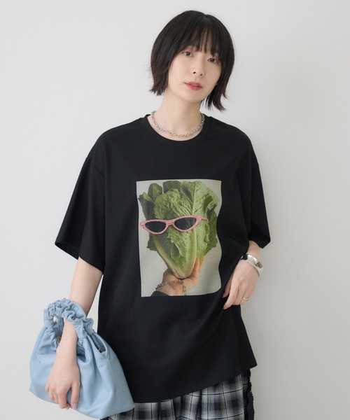 Paradise Picnic(パラダイスピクニック)の「サニーレタスモチーフTシャツ/イラストTシャツ(Tシャツ/カットソー・レディース・ホワイト/ブラック・FREE)」の9枚目の写真