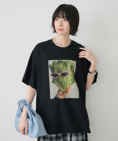 Paradise Picnic(パラダイスピクニック)の「サニーレタスモチーフTシャツ/イラストTシャツ(Tシャツ/カットソー・レディース・ホワイト/ブラック・FREE)」の10枚目の写真