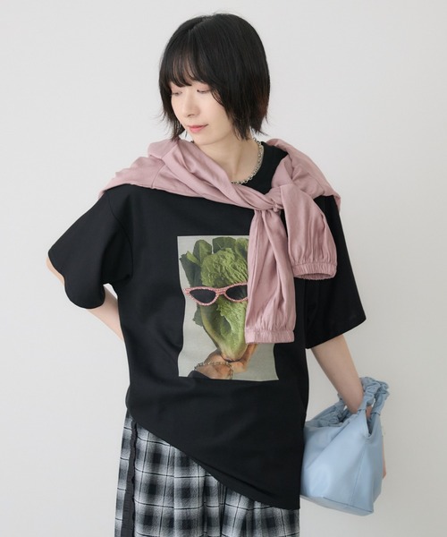 Paradise Picnic(パラダイスピクニック)の「サニーレタスモチーフTシャツ/イラストTシャツ(Tシャツ/カットソー・レディース・ホワイト/ブラック・FREE)」の12枚目の写真