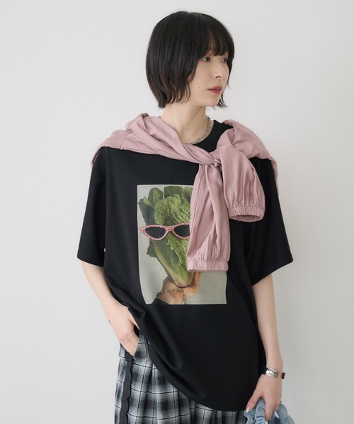 Paradise Picnic(パラダイスピクニック)の「サニーレタスモチーフTシャツ/イラストTシャツ(Tシャツ/カットソー・レディース・ホワイト/ブラック・FREE)」の13枚目の写真