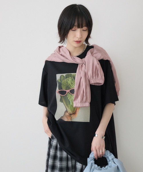 Paradise Picnic(パラダイスピクニック)の「サニーレタスモチーフTシャツ/イラストTシャツ(Tシャツ/カットソー・レディース・ホワイト/ブラック・FREE)」の14枚目の写真