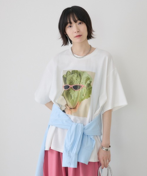 Paradise Picnic(パラダイスピクニック)の「サニーレタスモチーフTシャツ/イラストTシャツ(Tシャツ/カットソー・レディース・ホワイト/ブラック・FREE)」の21枚目の写真
