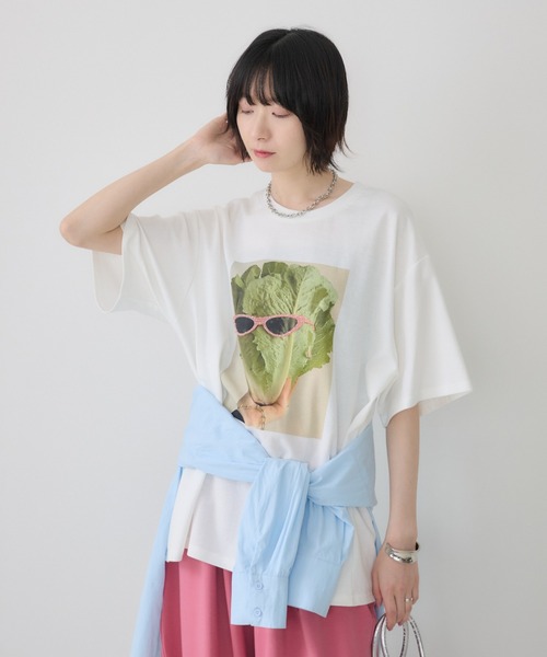 Paradise Picnic(パラダイスピクニック)の「サニーレタスモチーフTシャツ/イラストTシャツ(Tシャツ/カットソー・レディース・ホワイト/ブラック・FREE)」の22枚目の写真