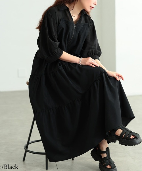 GOLDJAPAN(ゴールドジャパン)の「ビスチェドッキングZIPティアードワンピース【大きいサイズ対応】(ワンピース・レディース・ブラック・LL/3L/4L/5L)」の1枚目の写真
