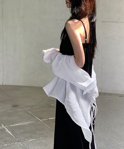 COCOMOMO(ココモモ)の「大人リラックススタイル ワイドオールインワン ワイド パンツ オールインワン キャミオールインワン サロペット きれいめ カジュアル リゾート 春服 夏服(つなぎ/オールインワン・レディース・ベージュ/ブラック・FREE)」の6枚目の写真