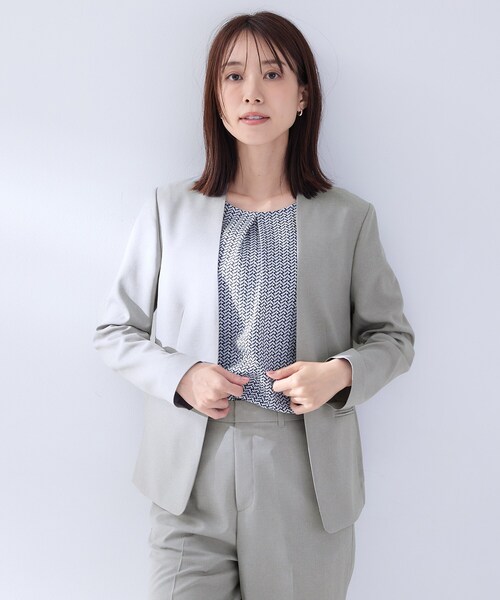 新品タグ付き✨アンタイトル ノーカラージャケット　洗える　スーツ　春夏 洗える／スーツ可／吸水速乾】カラーレスジャケット（ノーカラー