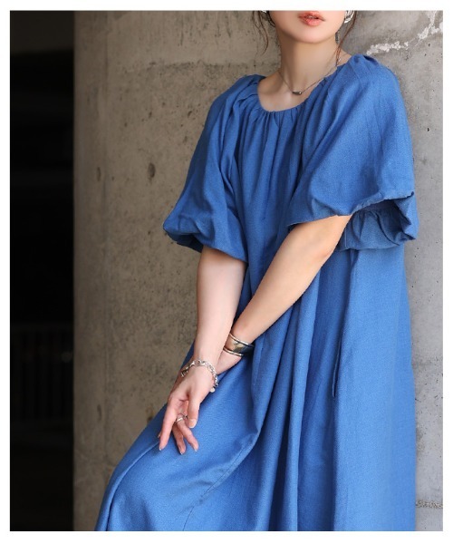 Sawa a la mode(サワアラモード)の「バルーンスリーブインド綿ワンピース(ワンピース・レディース・ネイビー・FREE)」の22枚目の写真