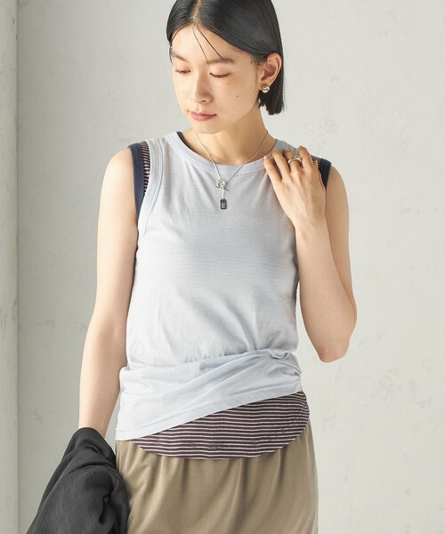 MILLER(ミラー)の「【SHIPS別注】miller: ノースリーブ ボーダー カットソー(タンクトップ・レディース・ライトブルー/オフホワイト/ブラウン/ワイン・ONE SIZE)」の11枚目の写真