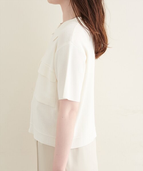 natural couture（ナチュラルクチュール）の「衿付き半袖ZIPカーディガン（カーディガン/ボレロ・レディース・ネイビー/ブラウン/オフホワイト/サックスブルー・FREE）」の10枚目の写真