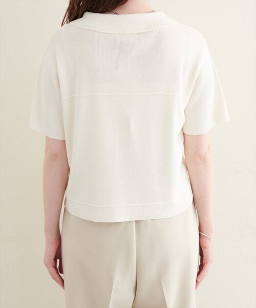 natural couture（ナチュラルクチュール）の「衿付き半袖ZIPカーディガン（カーディガン/ボレロ・レディース・ネイビー/ブラウン/オフホワイト/サックスブルー・FREE）」の11枚目の写真