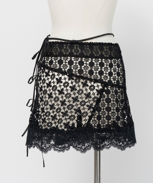 MAISON SPECIAL(メゾンスペシャル)の「Multi-Way Lace Wrap Skirt/マルチウェイレースラップスカート(スカート・レディース・ブラック/ホワイト・FREE)」の15枚目の写真