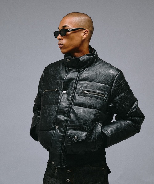 ANDER HUNK(アンダーハンク)の「Riders Design Padded Short Jacket/ライダースデザインパデッドショートジャケット(ダウンジャケット/コート・メンズ・ブラック系その他/ブラック・SMALL/MEDIUM/LARGE)」の3枚目の写真