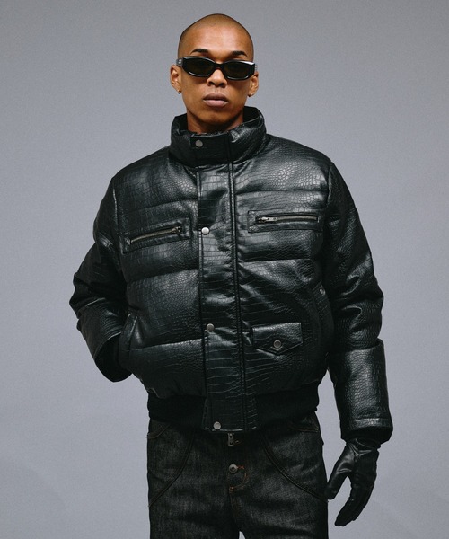 ANDER HUNK(アンダーハンク)の「Riders Design Padded Short Jacket/ライダースデザインパデッドショートジャケット(ダウンジャケット/コート・メンズ・ブラック系その他/ブラック・SMALL/MEDIUM/LARGE)」の5枚目の写真