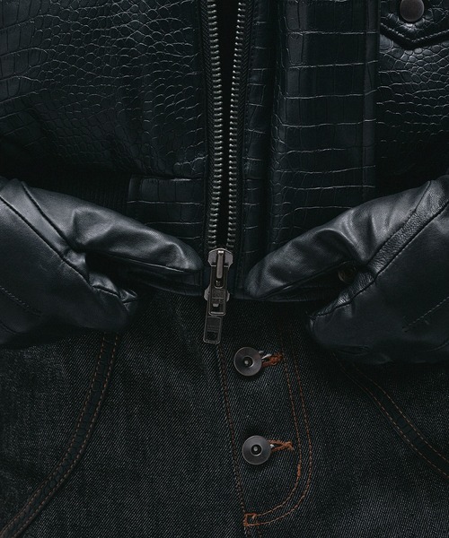 ANDER HUNK(アンダーハンク)の「Riders Design Padded Short Jacket/ライダースデザインパデッドショートジャケット(ダウンジャケット/コート・メンズ・ブラック系その他/ブラック・SMALL/MEDIUM/LARGE)」の11枚目の写真