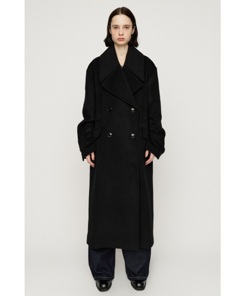 SLY(スライ)の「BIG COLLAR DOUBLE LONG COAT ビッグカラーダブルミディコート 秋服 冬服(ステンカラーコート・レディース・ブラック/杢グレー/ブラウン/マルチ・FREE)」の8枚目の写真