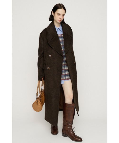 SLY(スライ)の「BIG COLLAR DOUBLE LONG COAT ビッグカラーダブルミディコート 秋服 冬服(ステンカラーコート・レディース・ブラック/杢グレー/ブラウン/マルチ・FREE)」の21枚目の写真