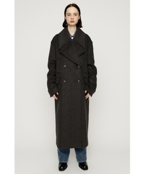 SLY(スライ)の「BIG COLLAR DOUBLE LONG COAT ビッグカラーダブルミディコート 秋服 冬服(ステンカラーコート・レディース・ブラック/杢グレー/ブラウン/マルチ・FREE)」の13枚目の写真