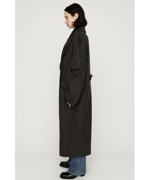 SLY(スライ)の「BIG COLLAR DOUBLE LONG COAT ビッグカラーダブルミディコート 秋服 冬服(ステンカラーコート・レディース・ブラック/杢グレー/ブラウン/マルチ・FREE)」の14枚目の写真
