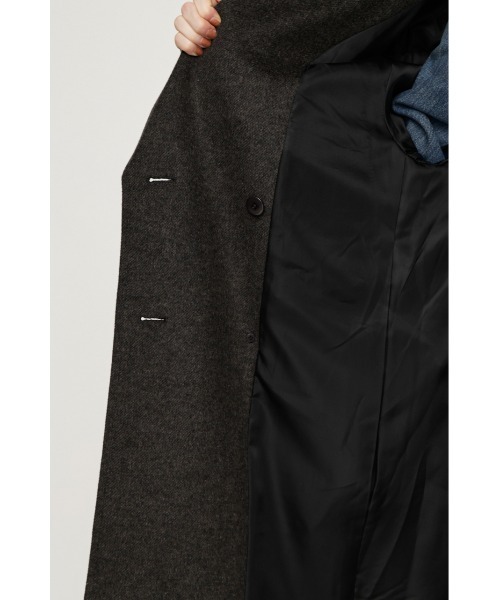 SLY(スライ)の「BIG COLLAR DOUBLE LONG COAT ビッグカラーダブルミディコート 秋服 冬服(ステンカラーコート・レディース・ブラック/杢グレー/ブラウン/マルチ・FREE)」の20枚目の写真