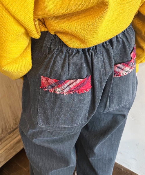 DOUBLE NAME(ダブルネーム)の「ヘリンボーンツイル×チェック タックワイドパンツ(その他パンツ・レディース・カーキ/オレンジ/ブラック・FREE)」の22枚目の写真