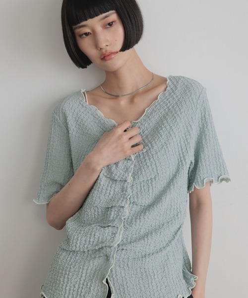 LOWRYS FARM(ローリーズファーム)の「カットギャザーカーディガンSS 1053681(カーディガン/ボレロ・レディース・ブラック/オフホワイト/ブルー・FREE)」の12枚目の写真