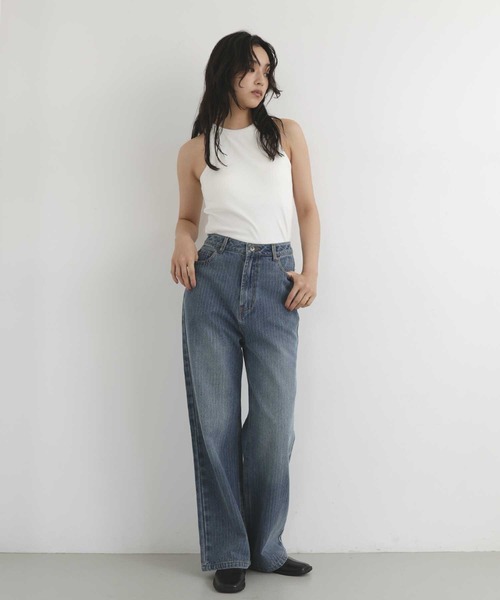 hellam(へラム)の「ヴィンテージライクストライプデニムパンツ(デニムパンツ・レディース・インディゴブルー/ブルー・MEDIUM/SMALL)」の6枚目の写真