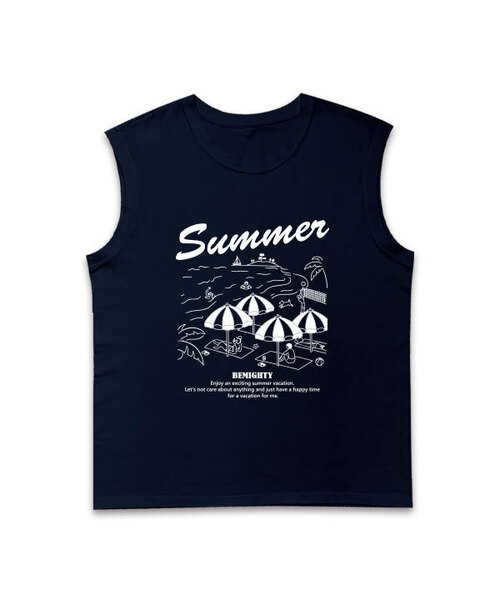 BEMIGHTY（ビーマイティー）の「ビーチパラソルオーバーサイズスリーブレスTシャツ（Tシャツ/カットソー・メンズ・ネイビー/ブラック/ホワイト・LARGE/X-LARGE/XX-LARGE）」の3枚目の写真