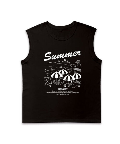 BEMIGHTY（ビーマイティー）の「ビーチパラソルオーバーサイズスリーブレスTシャツ（Tシャツ/カットソー・メンズ・ネイビー/ブラック/ホワイト・LARGE/X-LARGE/XX-LARGE）」の2枚目の写真