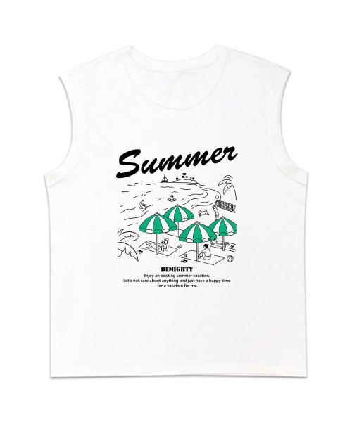 BEMIGHTY（ビーマイティー）の「ビーチパラソルオーバーサイズスリーブレスTシャツ（Tシャツ/カットソー・メンズ・ネイビー/ブラック/ホワイト・LARGE/X-LARGE/XX-LARGE）」の4枚目の写真